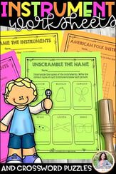 Musical Instrument Worksheets & Crossword Puzzles Reproducible PDF